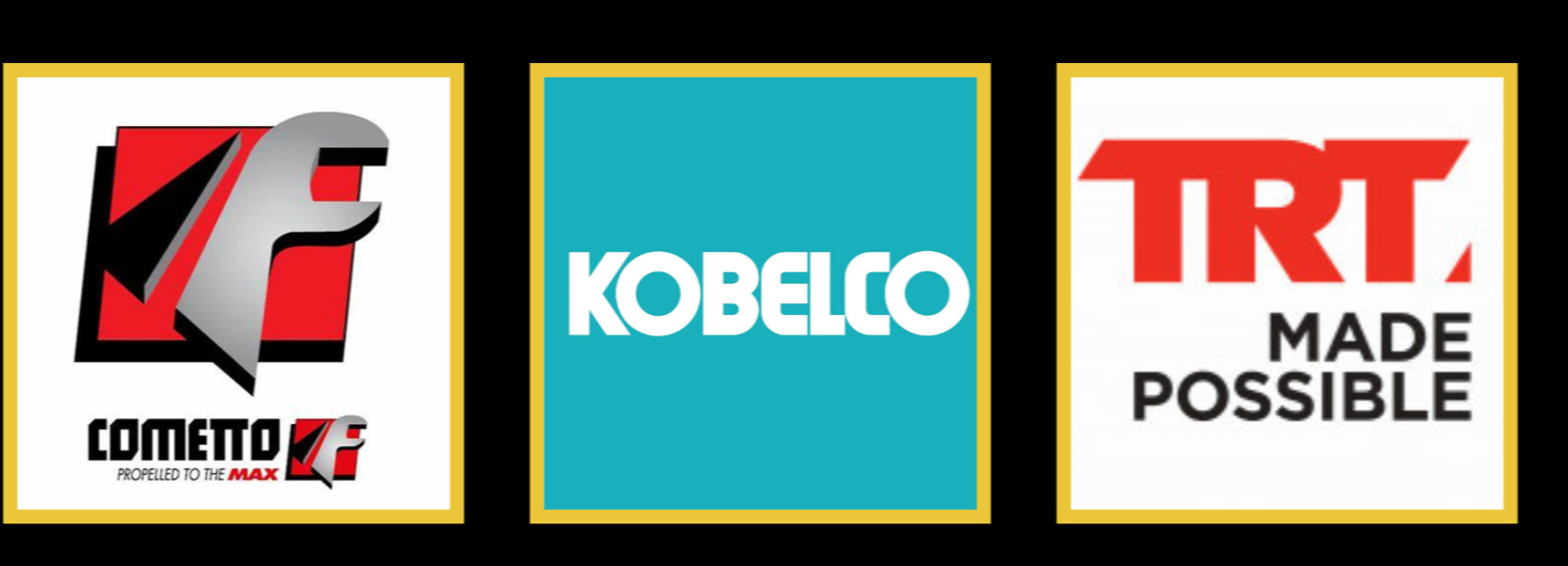 Three logos of media companies: COMETV on the left, KOBELCO in the center, and TRT MADE POSSIBLE on the right.