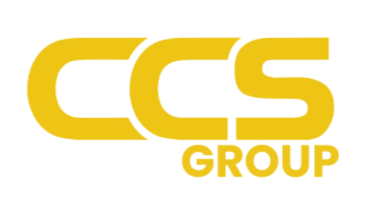 Logo of CCS Group in yellow and black.