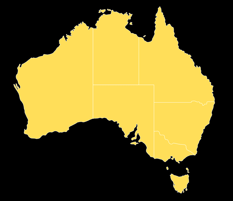 Map of Australia showing Complete Crane Solutions service areas
