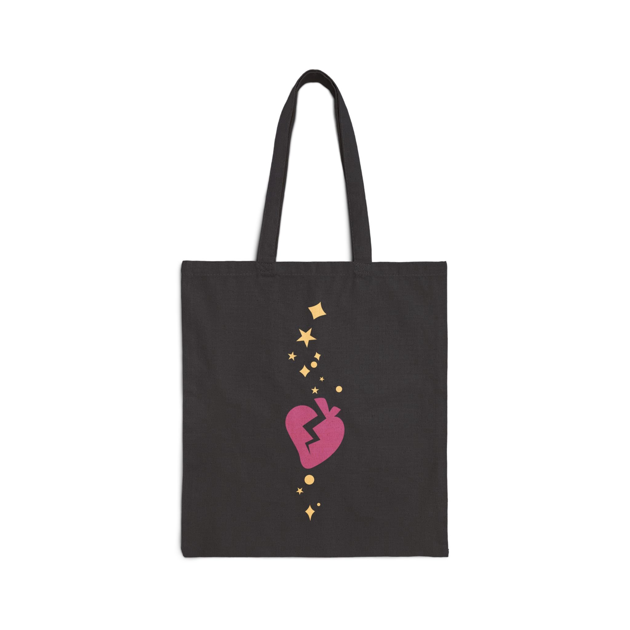 Tote Bag — Broken Heart & Heartbeat Graphic Canvas Tote