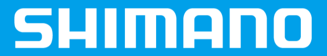 Logo Shimano blu e bianco su sfondo bianco.