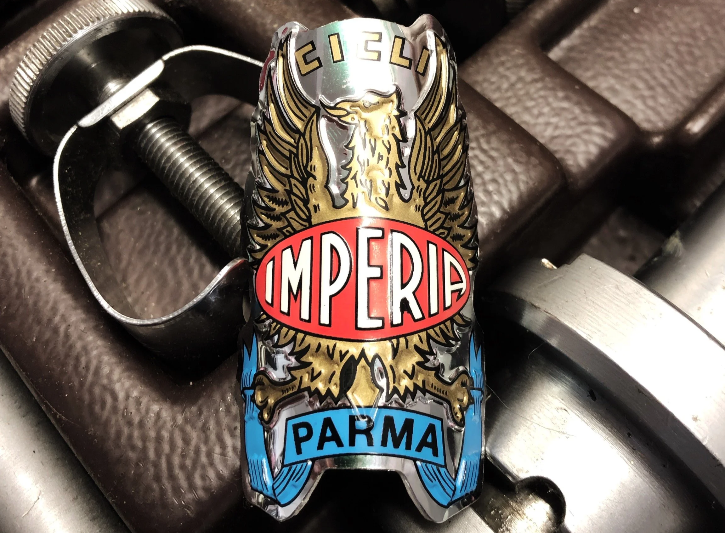 Decalcomania Imperia Cicli Parma, marchio di bici storico parmigiano.