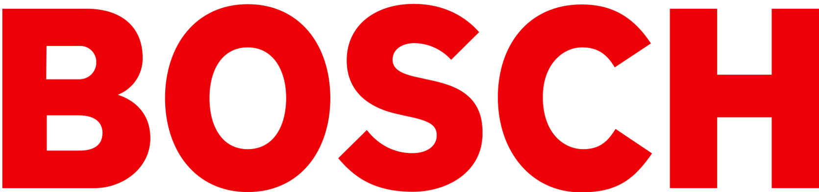 L'immagine mostra la parola 'BOSCH' scritta in caratteri grandi di colore rosso su sfondo nero.