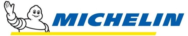 Logo Michelin con il personaggio Bibendum e il nome Michelin in blu.