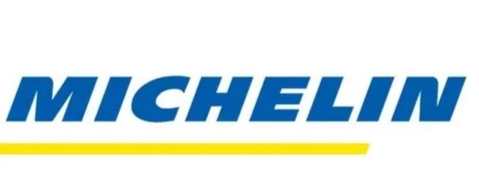Logo Michelin con caratteri blu e linea gialla