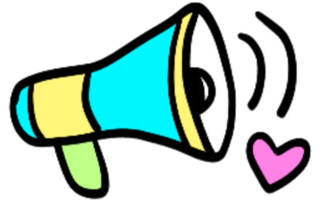 Image d'un haut-parleur coloré avec un cœur rose à côté.