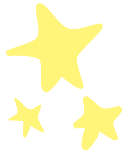 Trois étoiles jaunes de différentes tailles sur un fond noir.