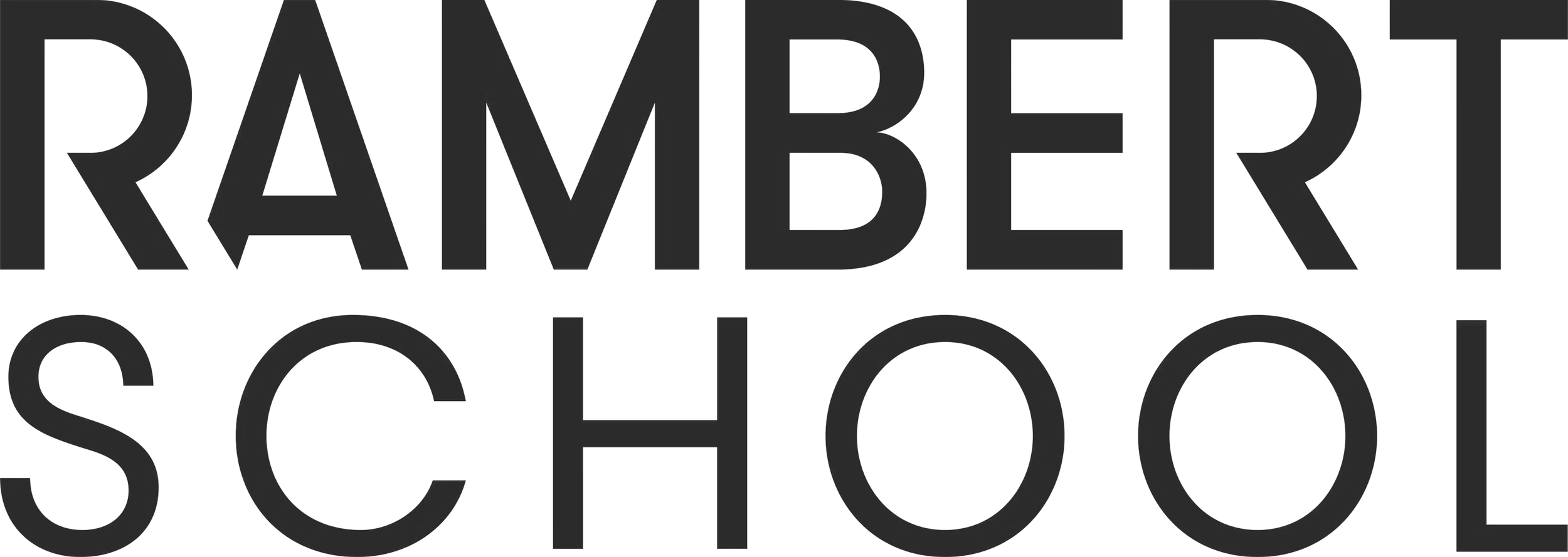 Bold black text reads 'Rambert School' on a transparent background.