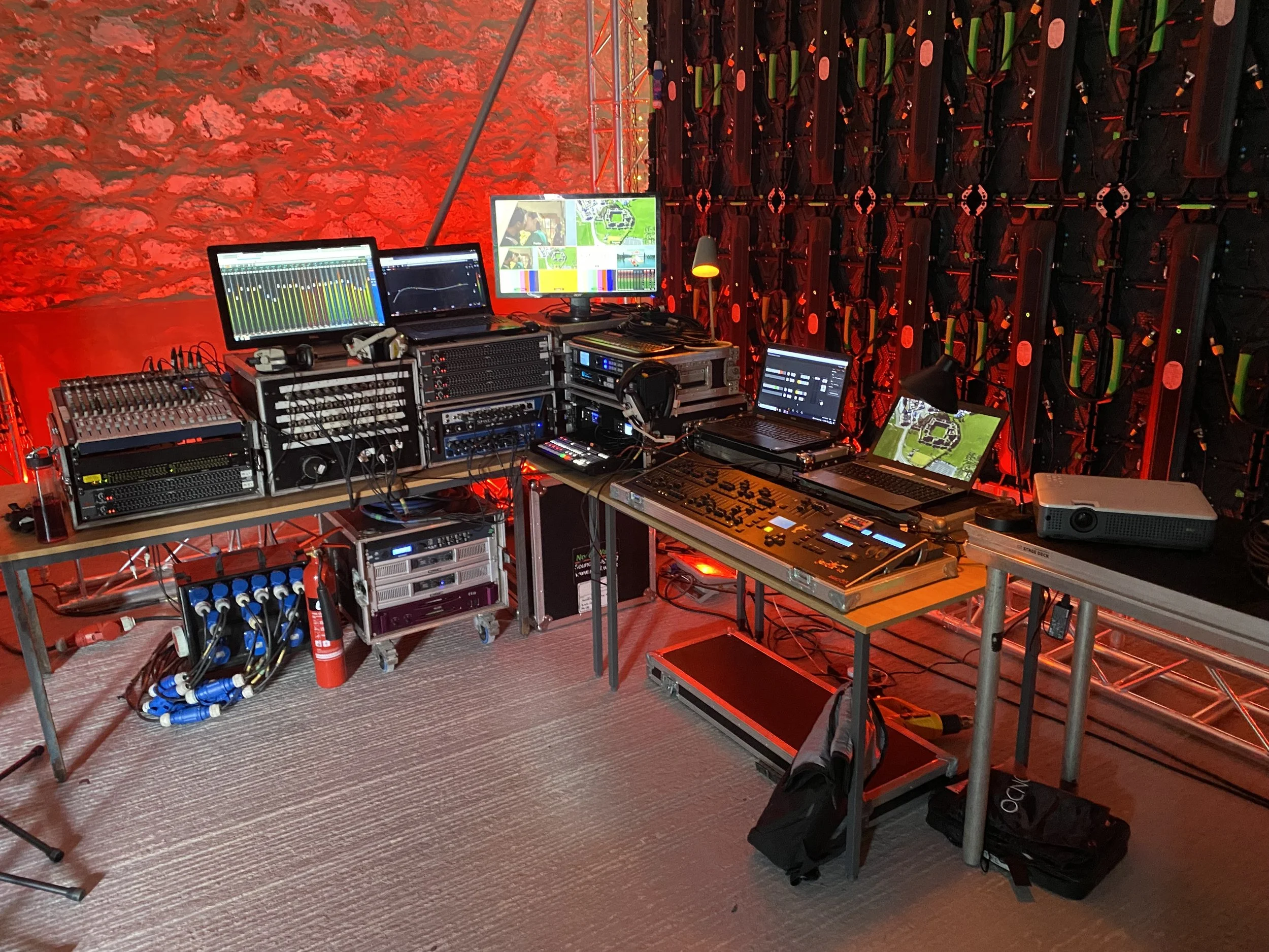 LED video wall control and switching for local TV show.