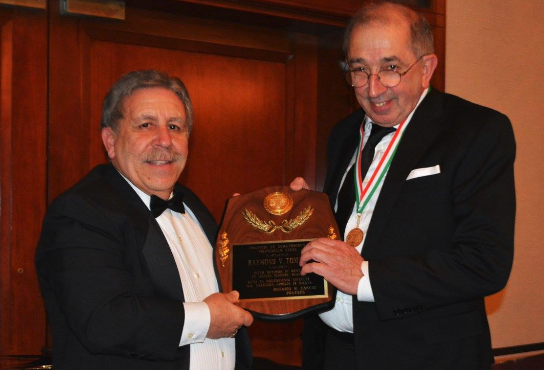 Pirandello Lyceum President Rosario Cascio with Angelo Ivo Cubi, recipient of the Entrepreneur Award.