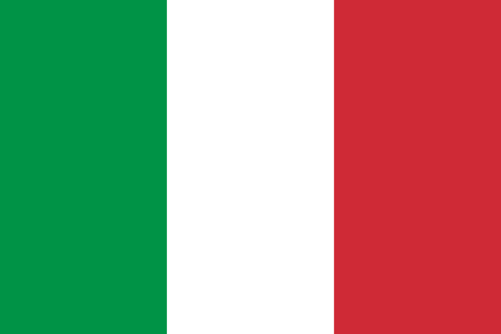 The flag of Italy with three vertical stripes in green, white, and red.