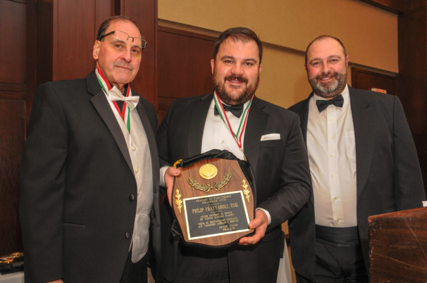 President Frank Ciano, Philip Frattaroli, Esq. and Master of Ceremonies Stefano Salimbeni