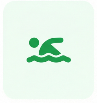 Symbole de natation représentant une personne nageant.