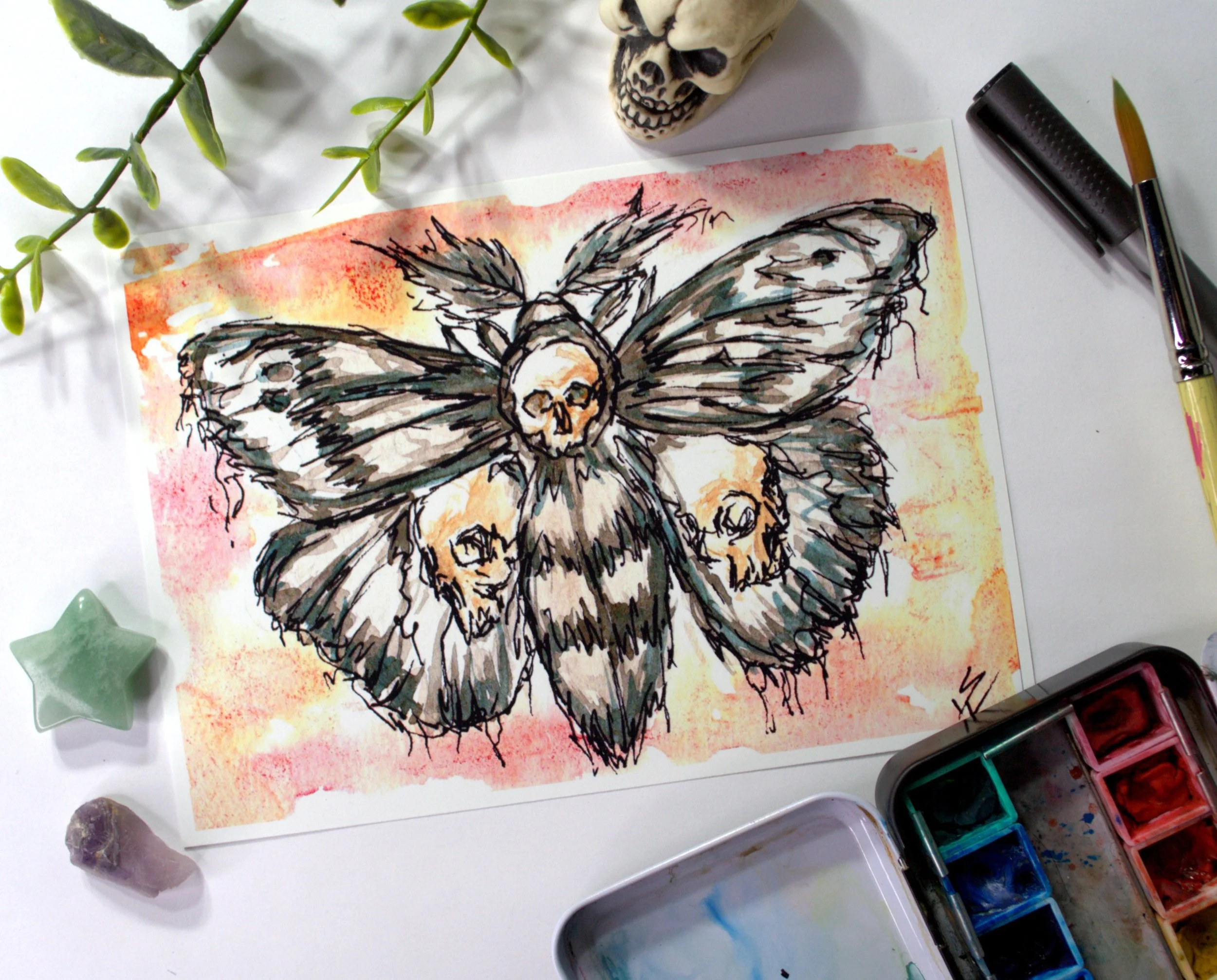 Mystic Deathmoth Watercolor Print