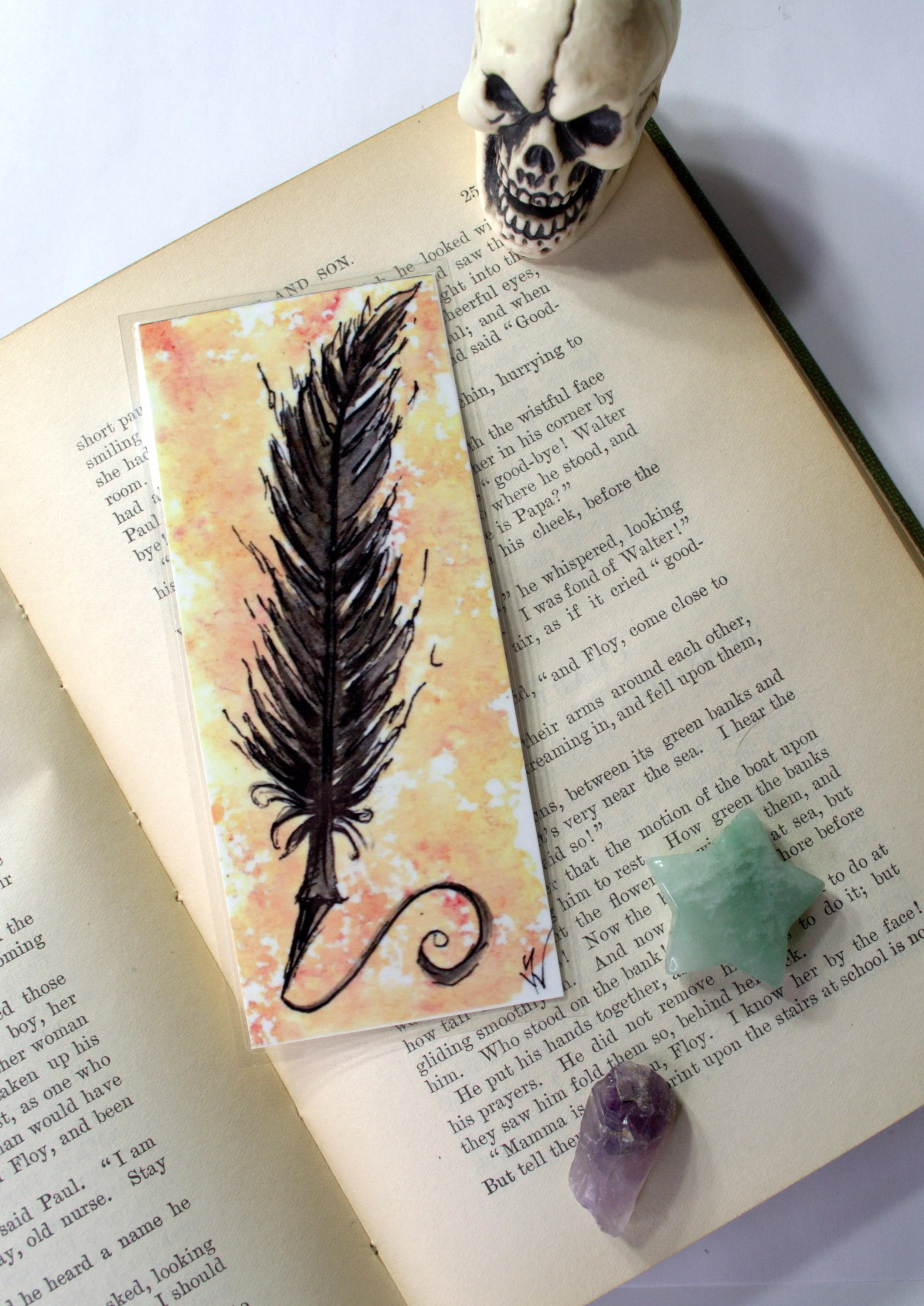 Enchanted Scrolls Quill Watercolor Bookmark