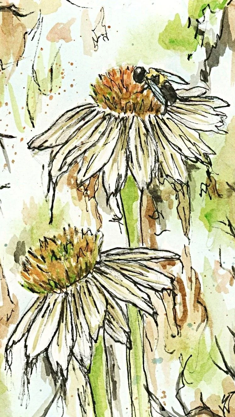 Pollinator Soiree Watercolor Floral Phone Wallpaper