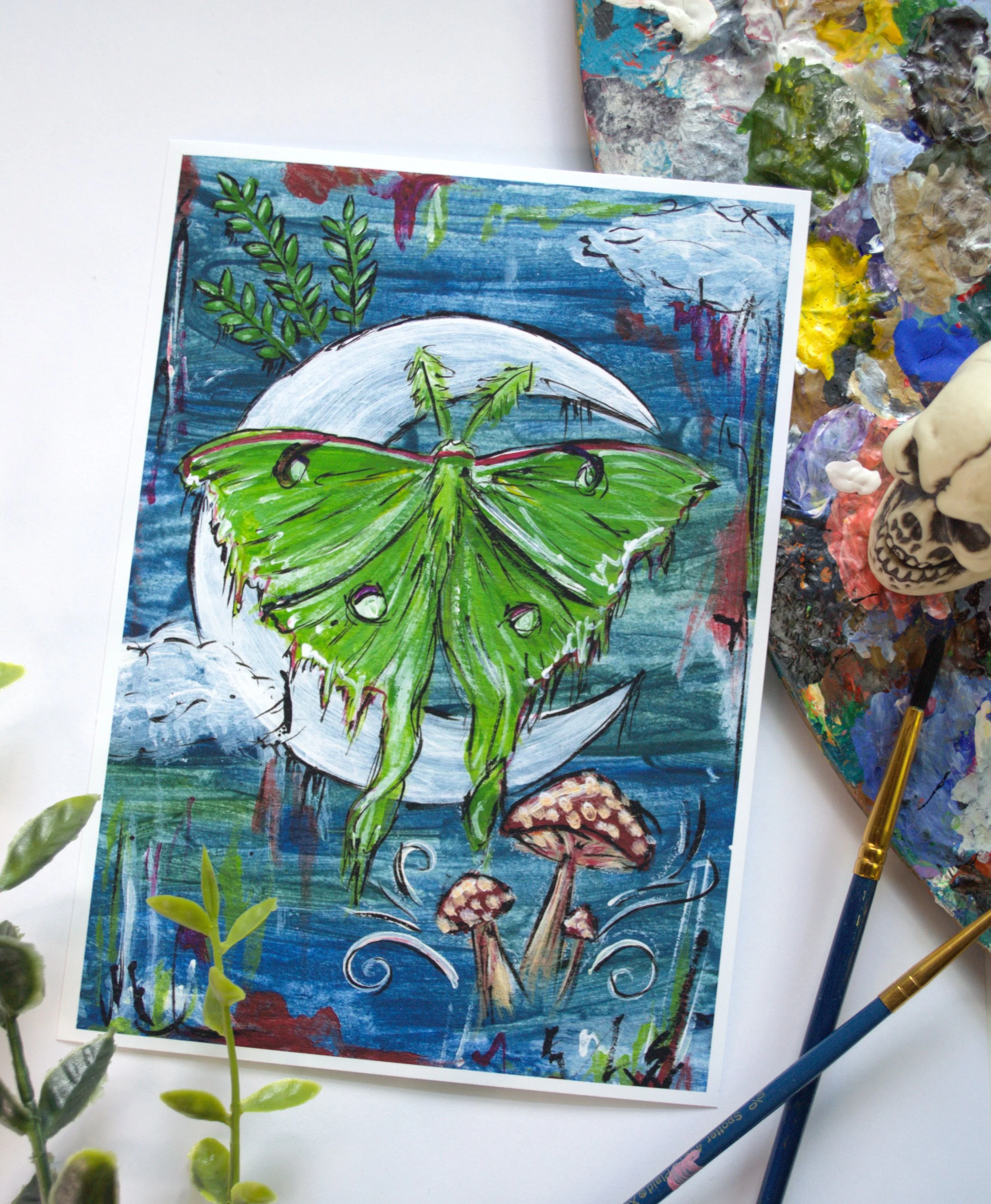 Enchantment Amongst the Moon -  Luna Moth & Moon Art Print