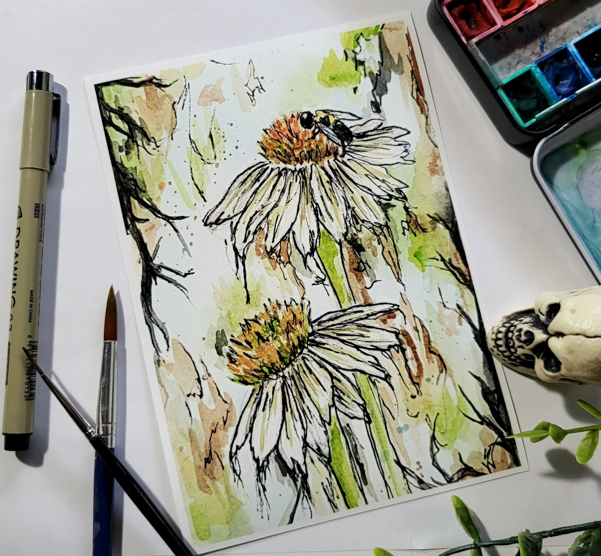 Pollinator Soiree Watercolor Fine Art Print