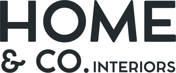 Logo for Home & Co. Interiors in black and dark gray text.