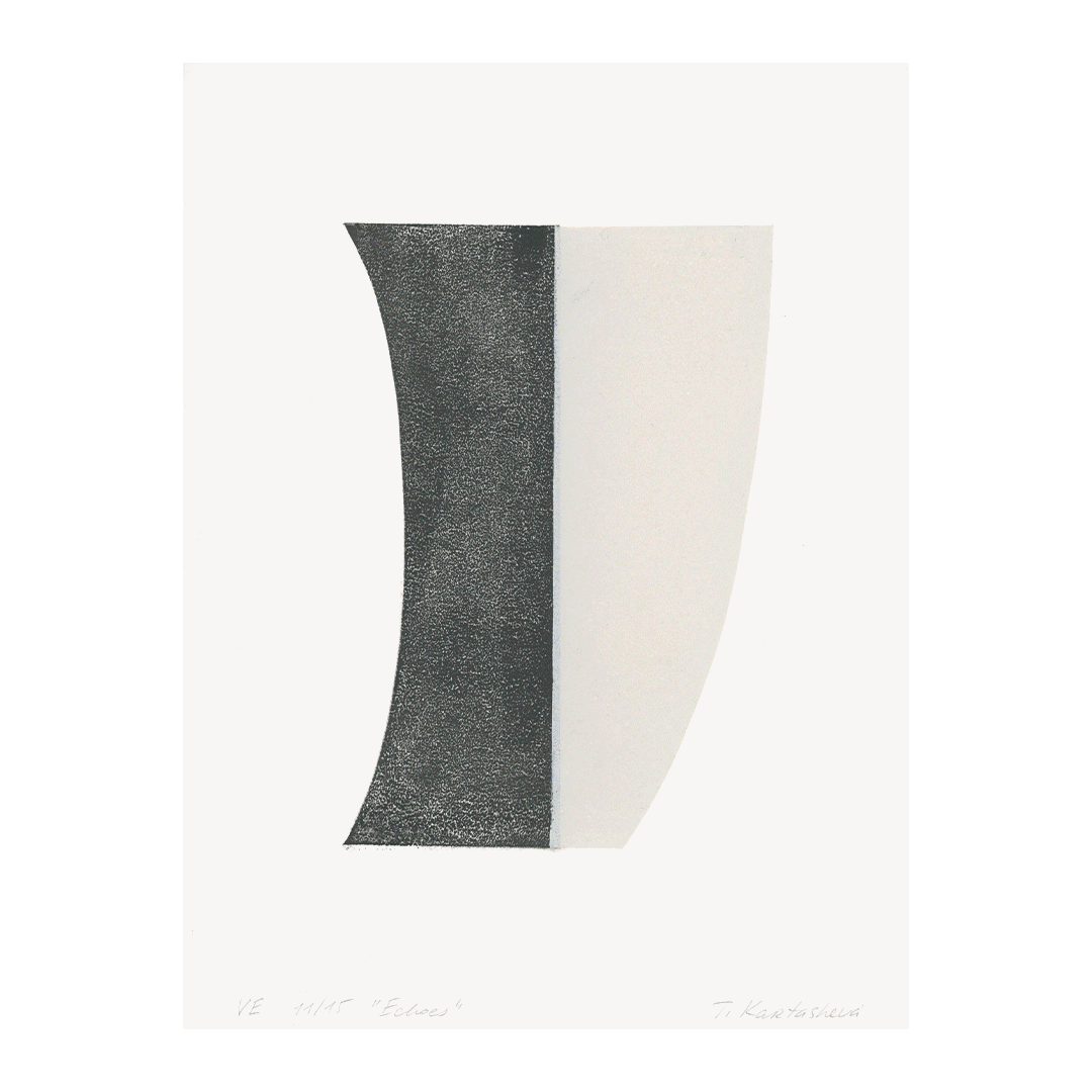 — Echoes  2025 
Linoleum block print on cotton paper 
Variable Edition of 15 
18 × 24cm