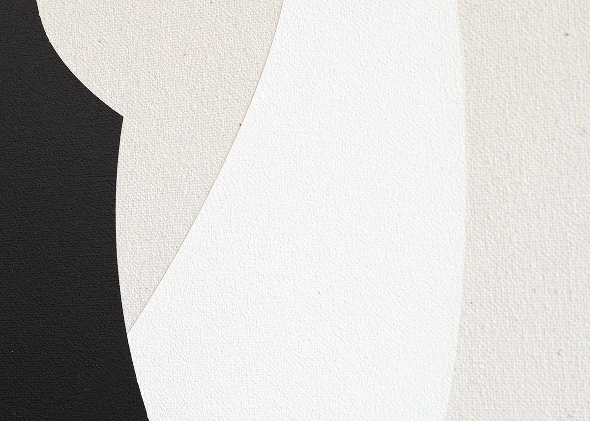 Black and white abstract acrylic painting by Tetiana Kartasheva, Zurich, Switzerland. Minimalist composition.