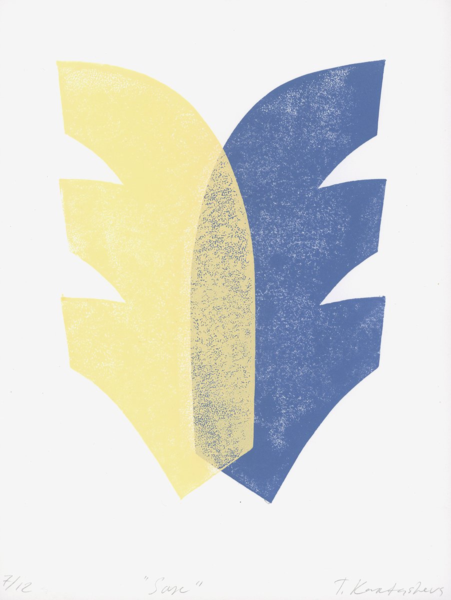 	
Abstract yellow and blue shapes. Variable Editions, unique art prints by Switzerland based artist Tetiana Kartasheva.
