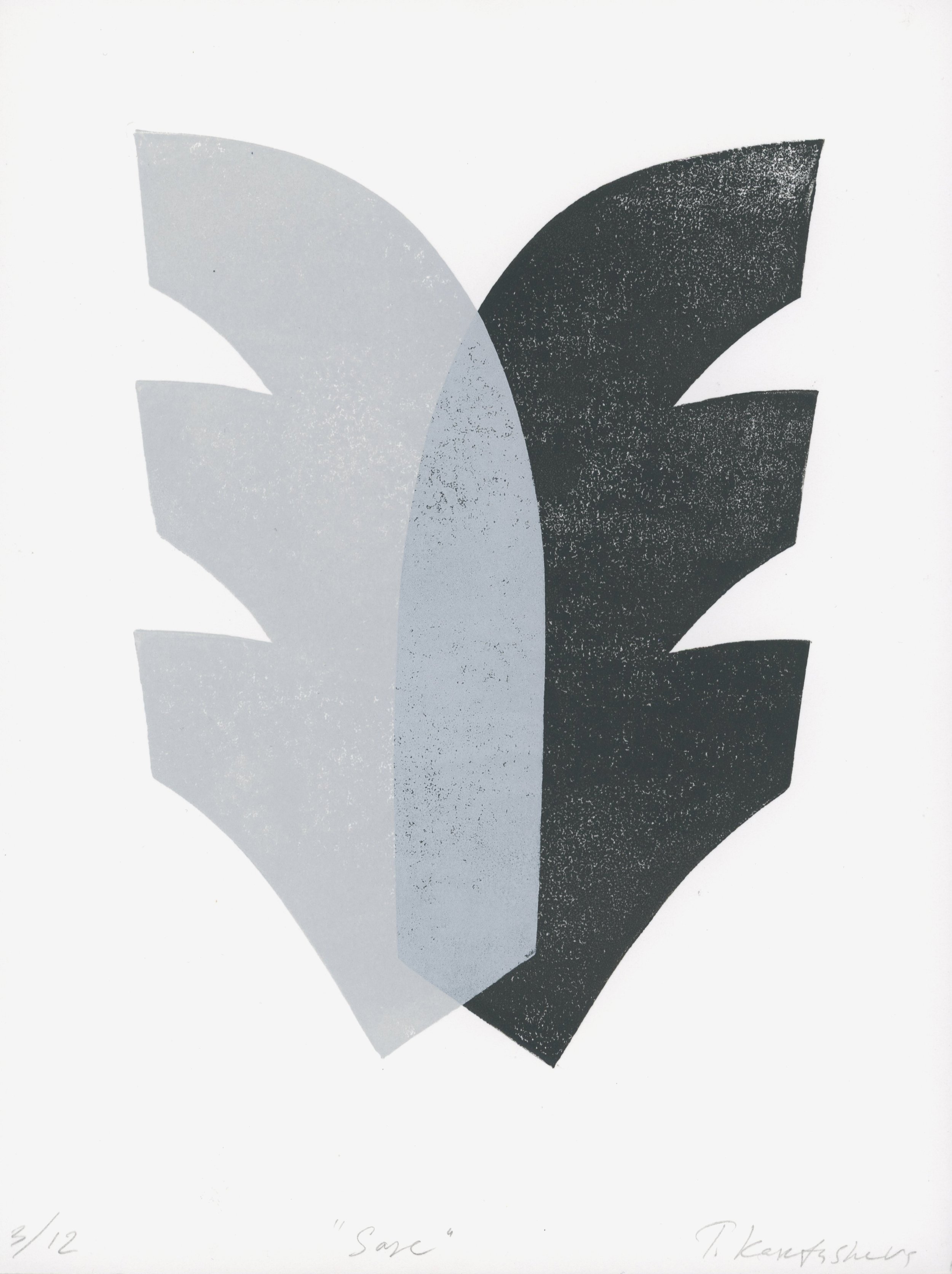 Abstract black and gray shapes. Variable Editions, unique art prints  by Switzerland based  artist Tetiana Kartasheva.
