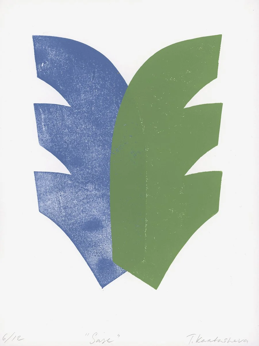 	
Abstract blue and green shapes. Variable Editions, unique art prints by Switzerland based artist Tetiana Kartasheva.