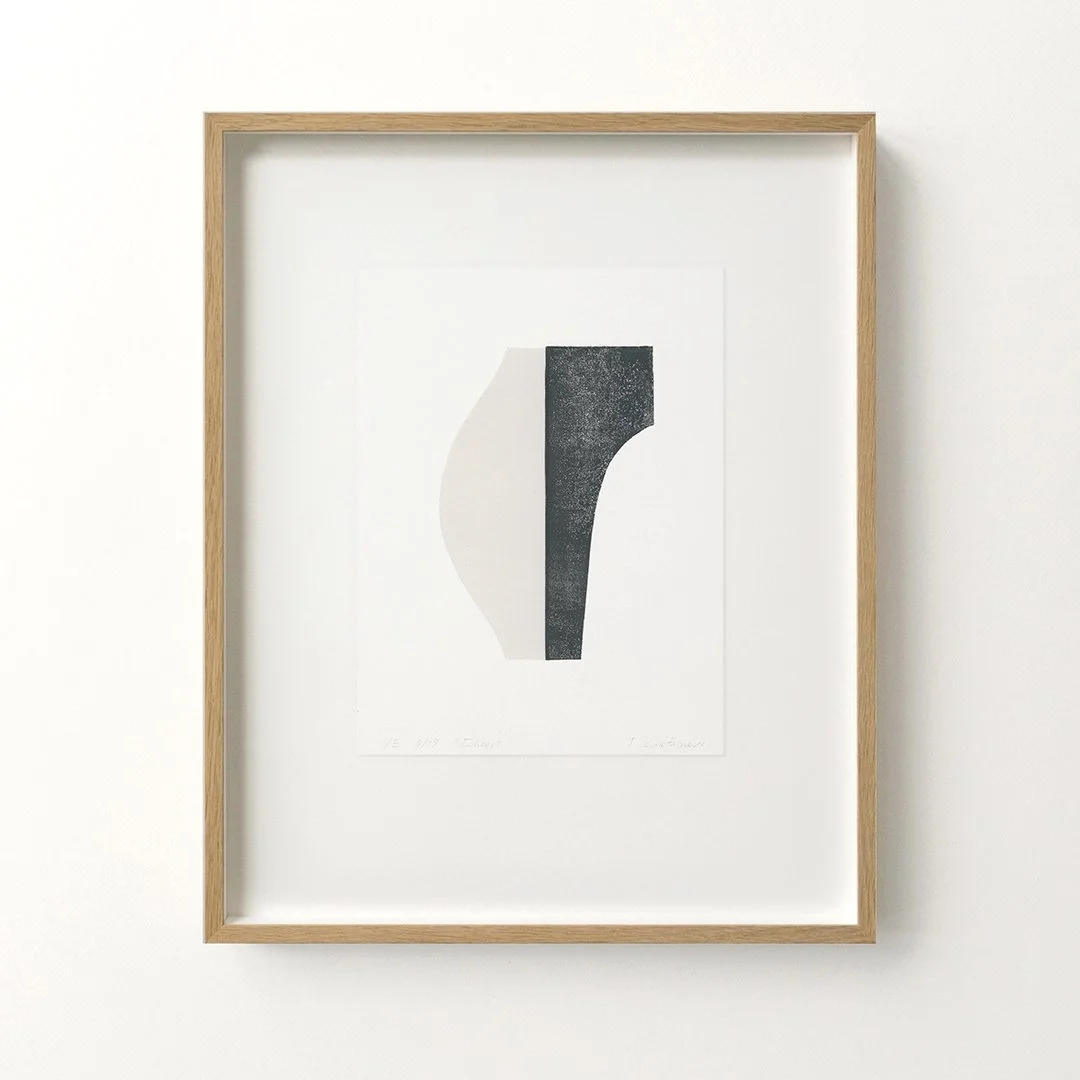 ECHOES  2025  
Linoleum block print on cotton paper 
Variable Edition of 15 
18 × 24cm