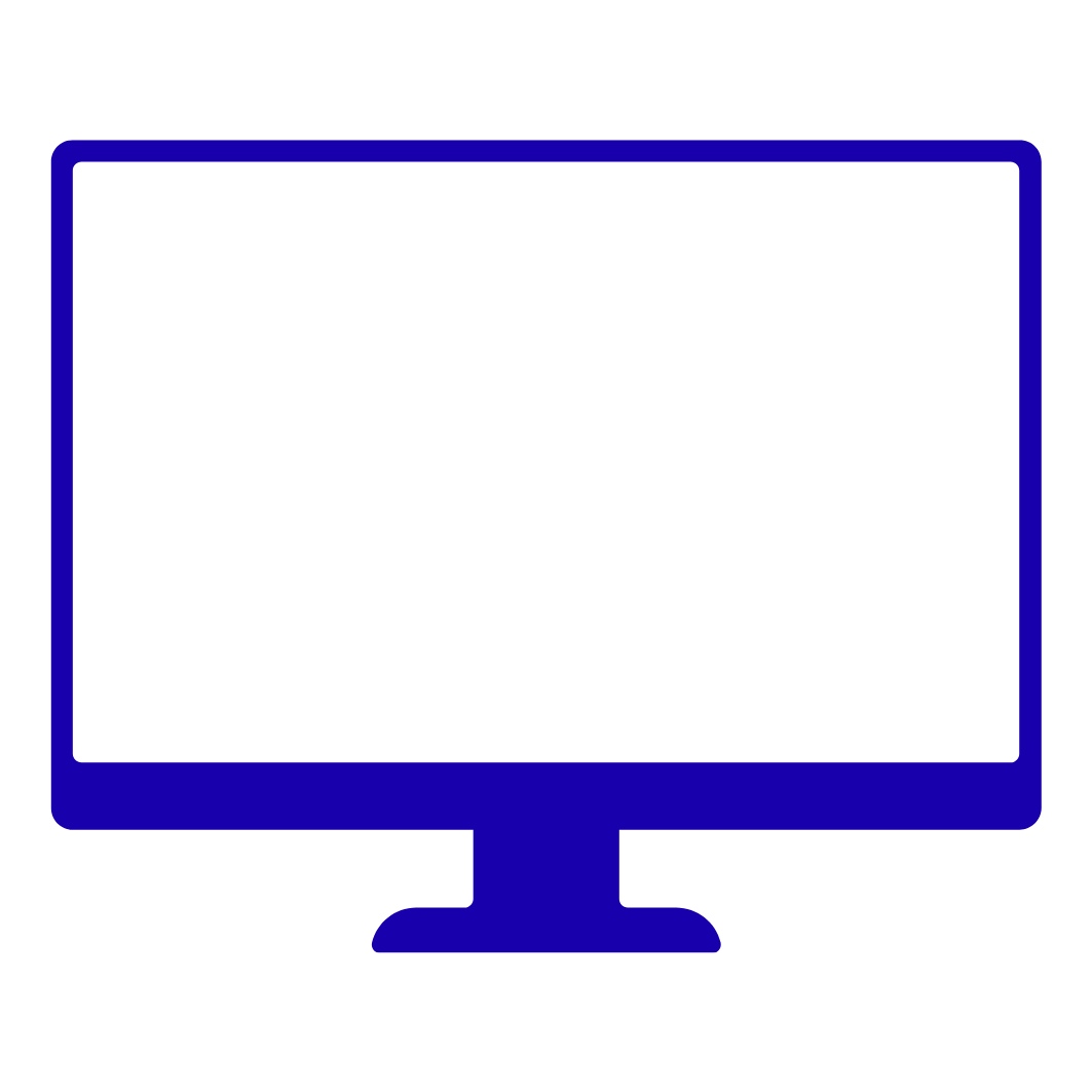 Icono de una pantalla de computadora en estilo minimalista y color azul