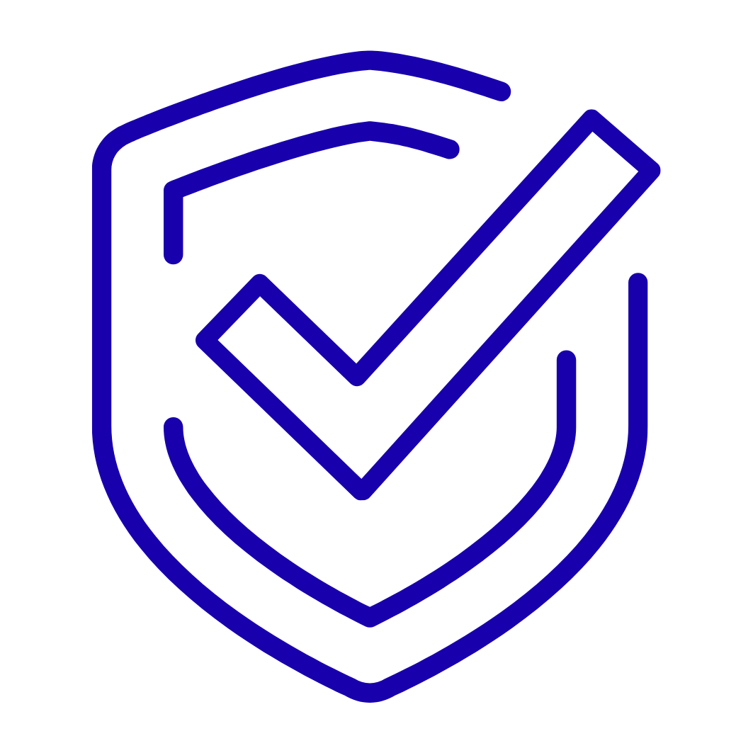 Escudo con marca de verificación en azul