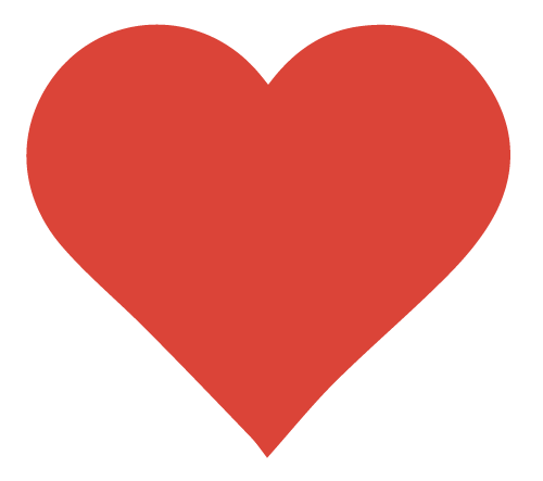 Red heart symbol on a black background.