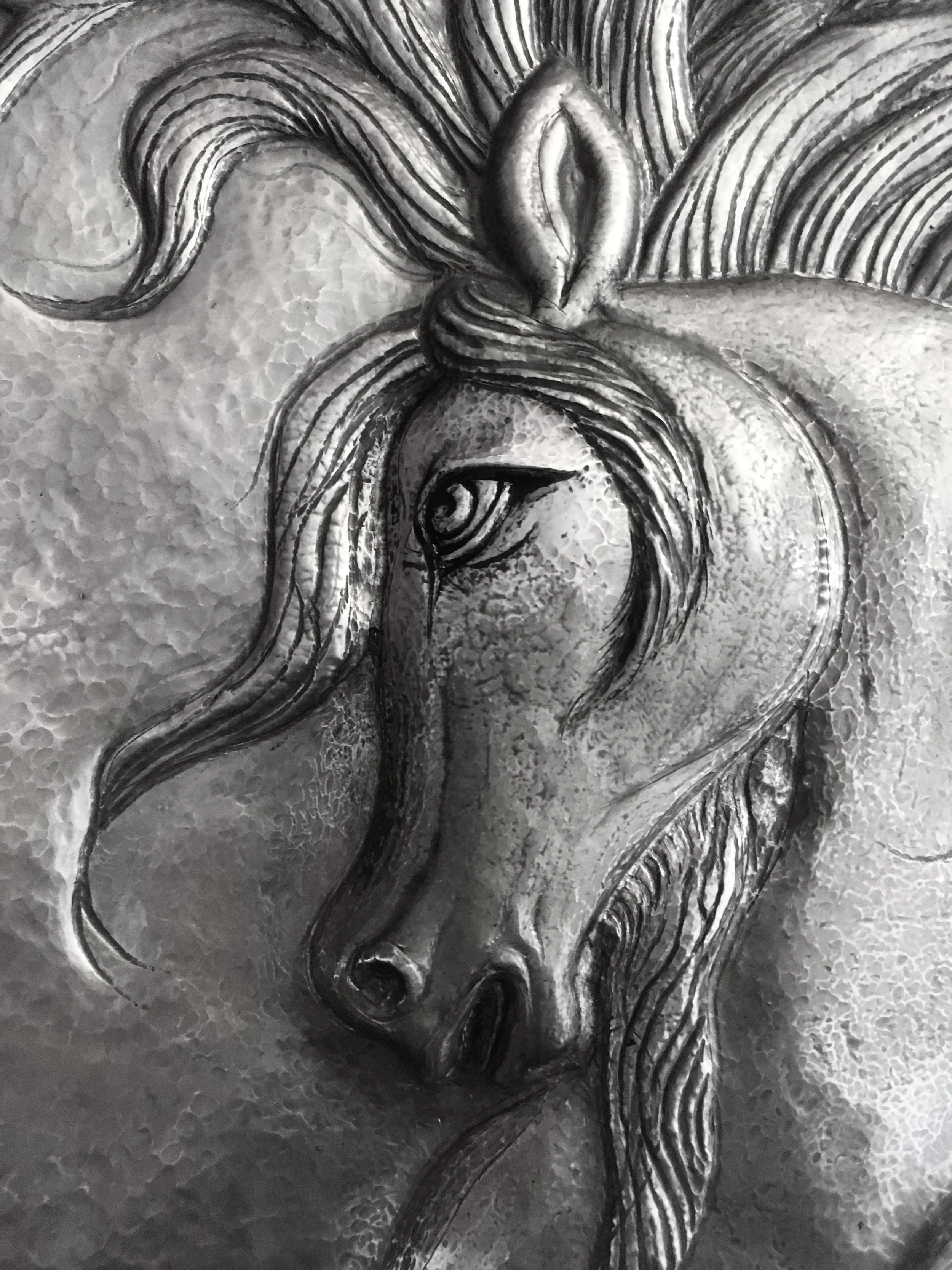 Copper sheet sculpted, a modern conceptual horse