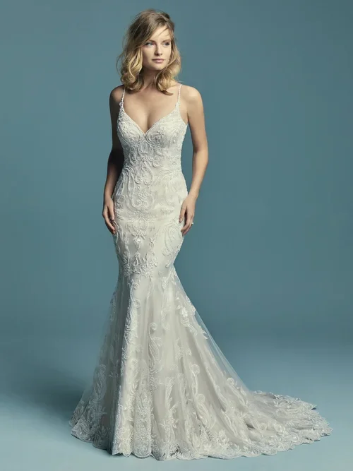 Jolyn Beaded Lace fit-and-flare wedding dress at Eden Bridal Belfast.