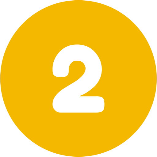 A yellow circular sign with the large white number 2 in the center.