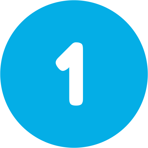 Number one icon in a blue circle.