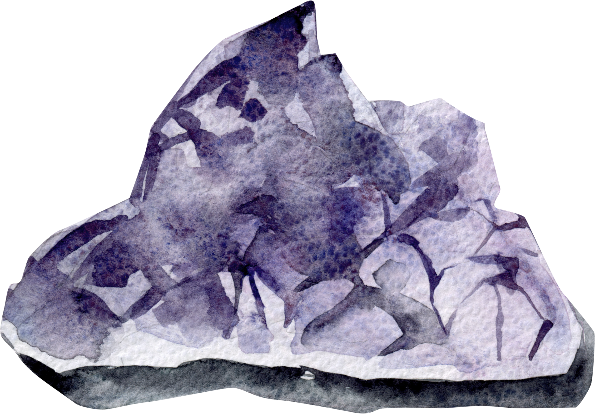 Watercolor amethyst crystal illustration