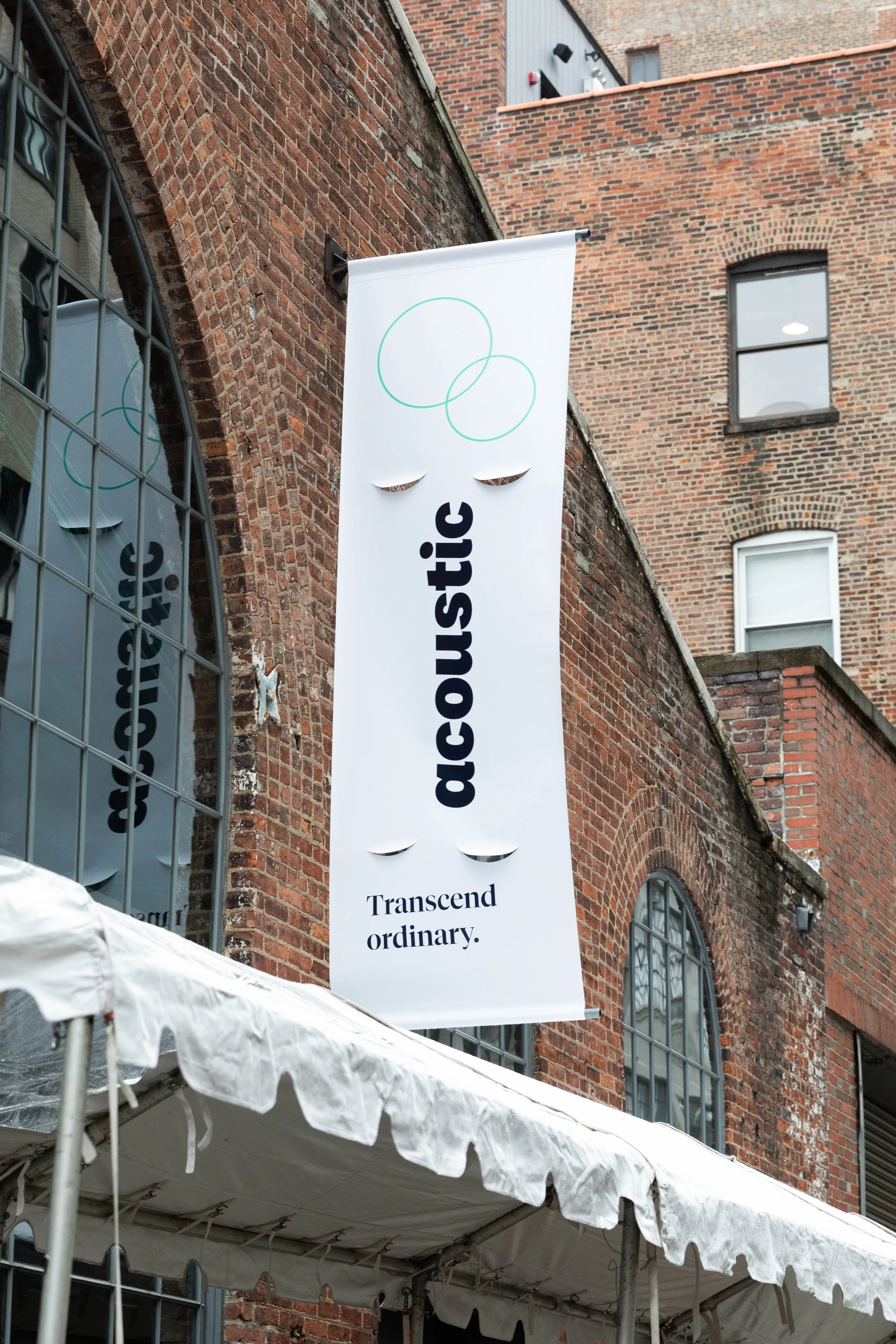 signage for a press event for the launch of acoustic marketing