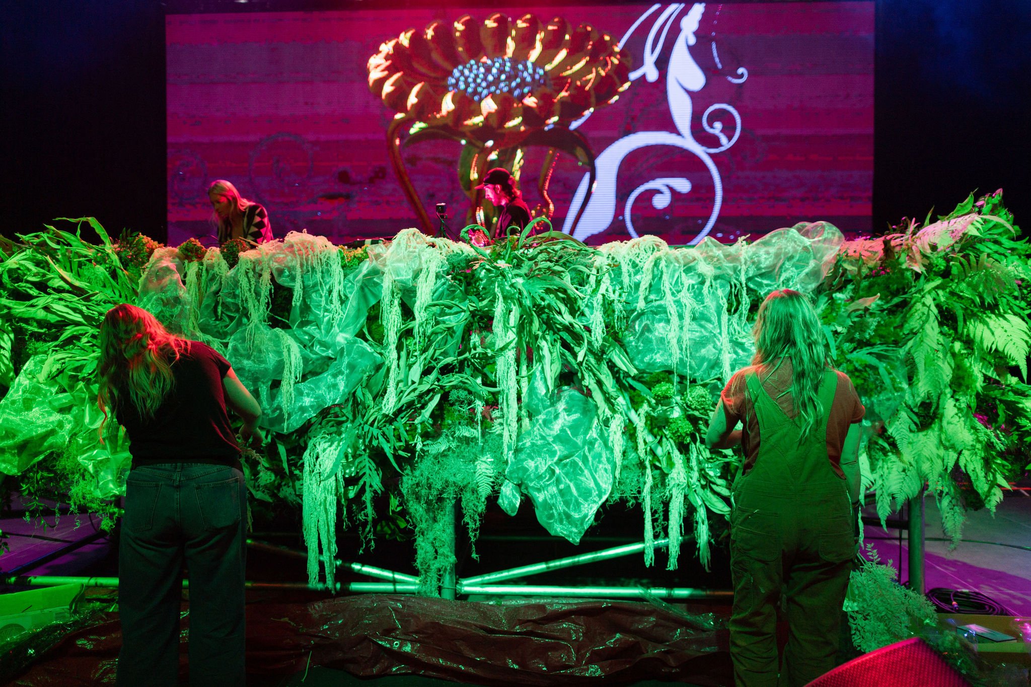 Maddy O'Neal and TOKiMONSTA Set Design by KaraKara Blooms at Mission Ballroom in Denver Colorado. Full organic stage installation. Photo by Stephanie Parsley Photography.