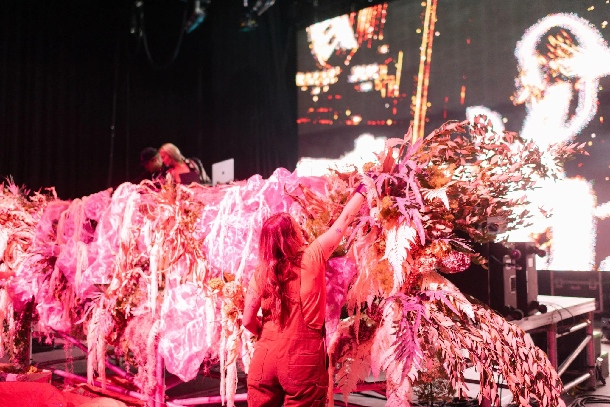 Maddy O'Neal and TOKiMONSTA Set Design by KaraKara Blooms at Mission Ballroom in Denver Colorado. Full organic stage installation. Photo by Stephanie Parsley Photography.