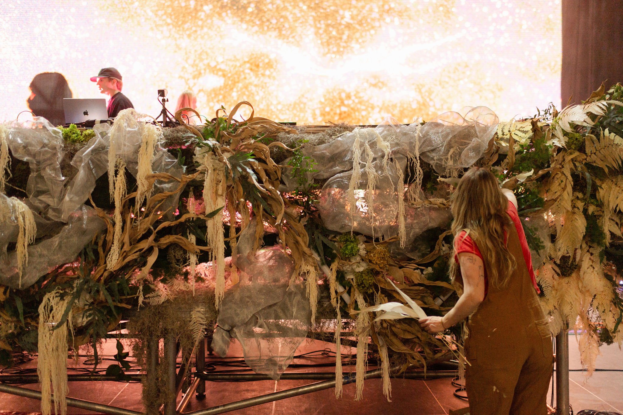 Maddy O'Neal and TOKiMONSTA Set Design by KaraKara Blooms at Mission Ballroom in Denver Colorado. Full organic stage installation. Photo by Stephanie Parsley Photography.