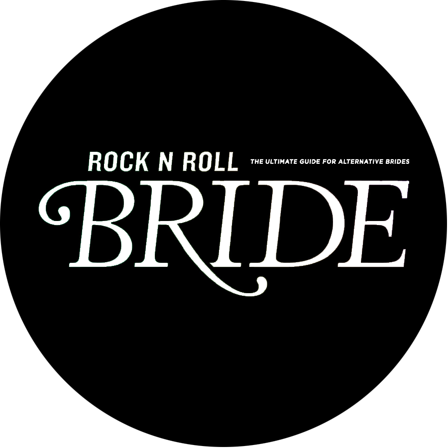 Black background with white text that reads "Rock N Roll Bride: The Ultimate Guide for Alternative Brides".