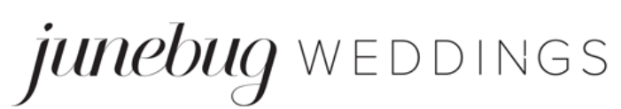 Logo for Junebug Weddings in black script and uppercase font