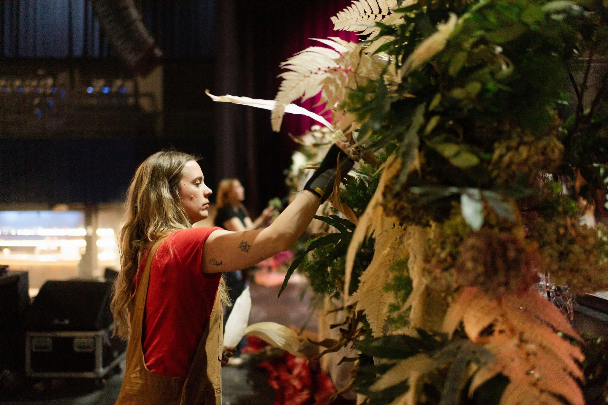 Maddy O'Neal and TOKiMONSTA Set Design by KaraKara Blooms at Mission Ballroom in Denver Colorado. Full organic stage installation. Photo by Stephanie Parsley Photography.