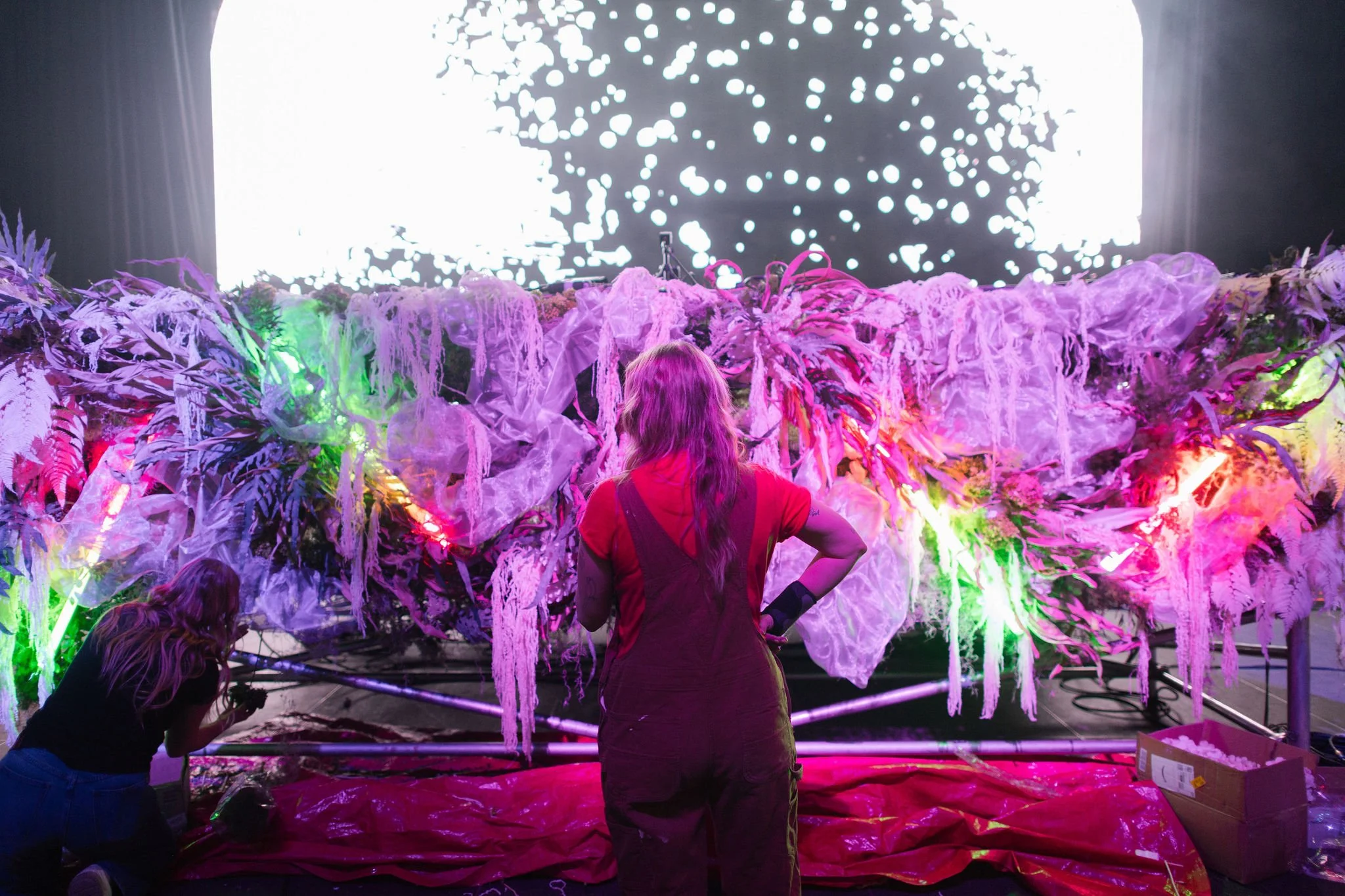 Maddy O'Neal and TOKiMONSTA Set Design by KaraKara Blooms at Mission Ballroom in Denver Colorado. Full organic stage installation. Photo by Stephanie Parsley Photography.