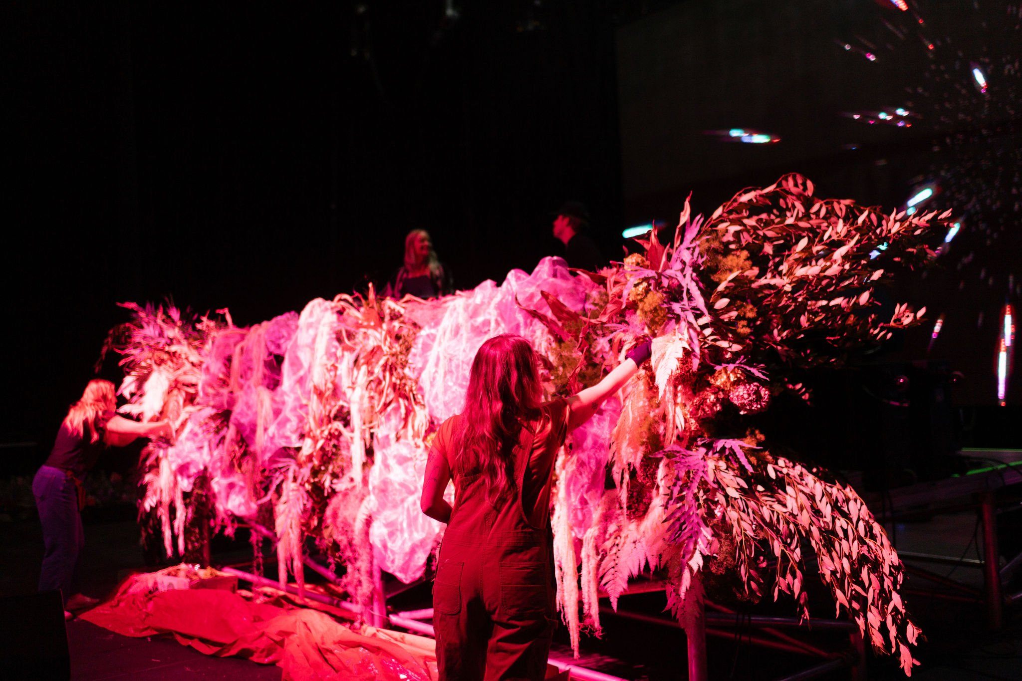 Maddy O'Neal and TOKiMONSTA Set Design by KaraKara Blooms at Mission Ballroom in Denver Colorado. Full organic stage installation. Photo by Stephanie Parsley Photography.