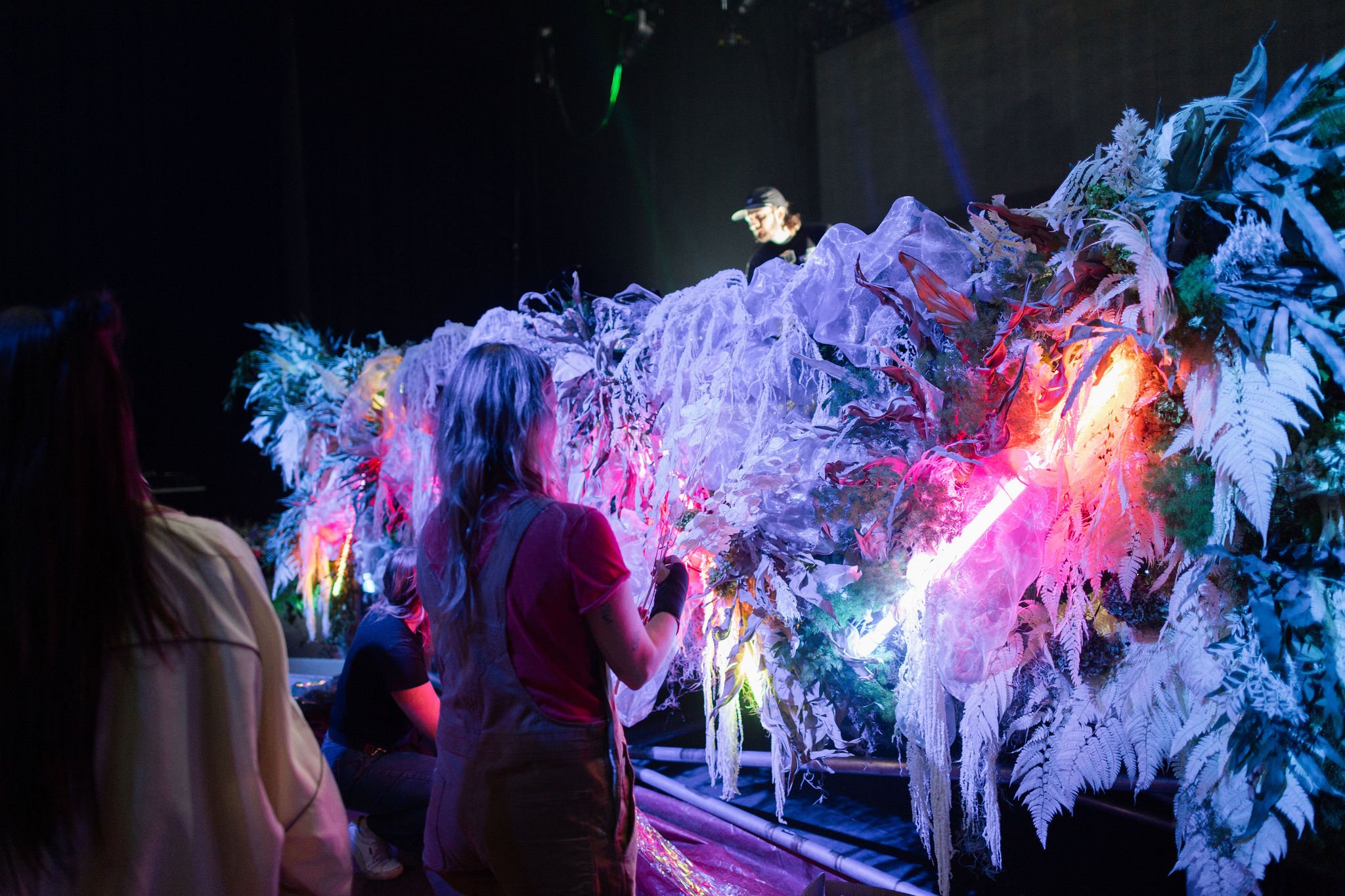 Maddy O'Neal and TOKiMONSTA Set Design by KaraKara Blooms at Mission Ballroom in Denver Colorado. Full organic stage installation. Photo by Stephanie Parsley Photography.