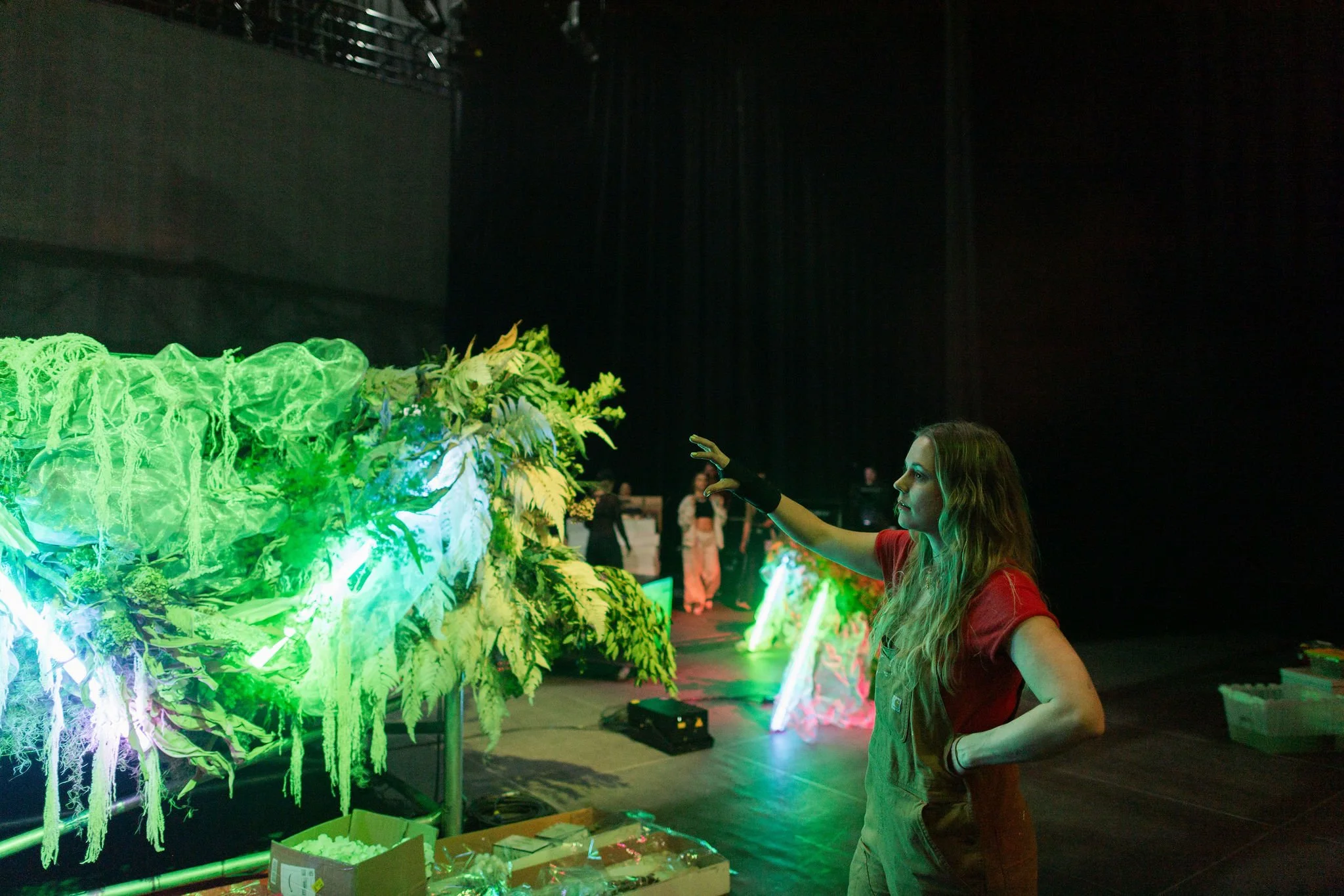 Maddy O'Neal and TOKiMONSTA Set Design by KaraKara Blooms at Mission Ballroom in Denver Colorado. Full organic stage installation. Photo by Stephanie Parsley Photography.