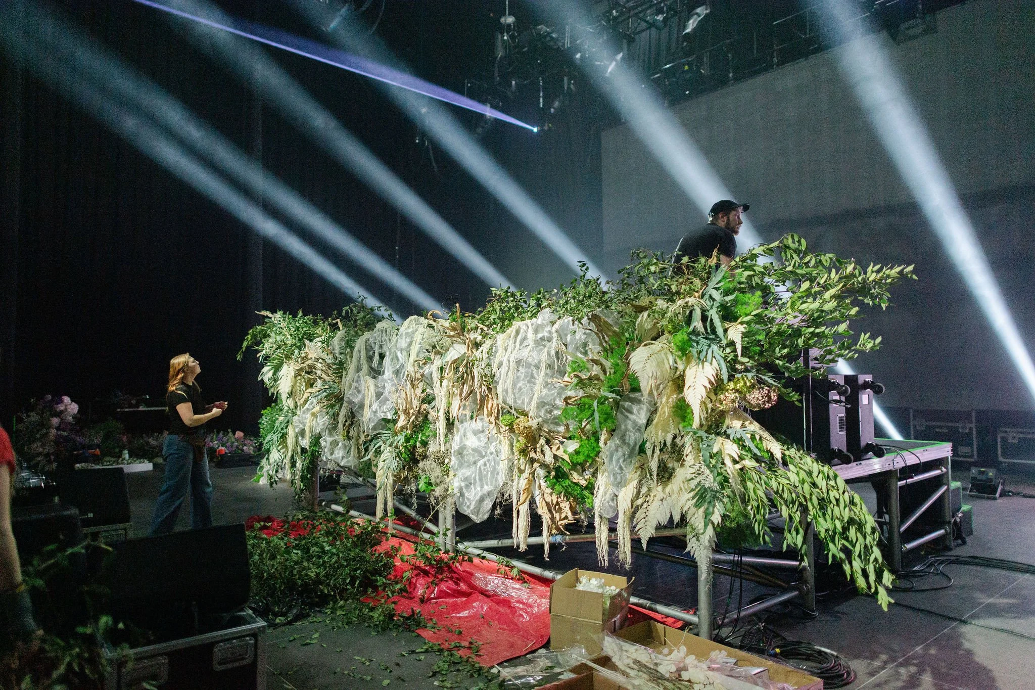 Maddy O'Neal and TOKiMONSTA Set Design by KaraKara Blooms at Mission Ballroom in Denver Colorado. Full organic stage installation. Photo by Stephanie Parsley Photography.