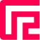 Pink and yellow logo with geometric shapes
